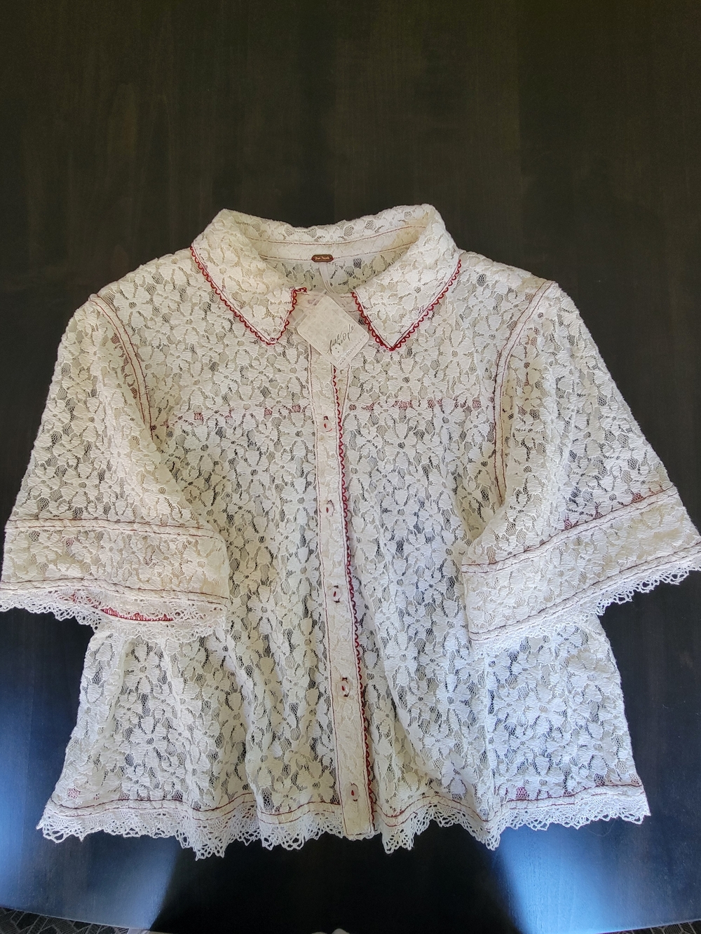 NWT Free People Mannie Lace Button Down Medium